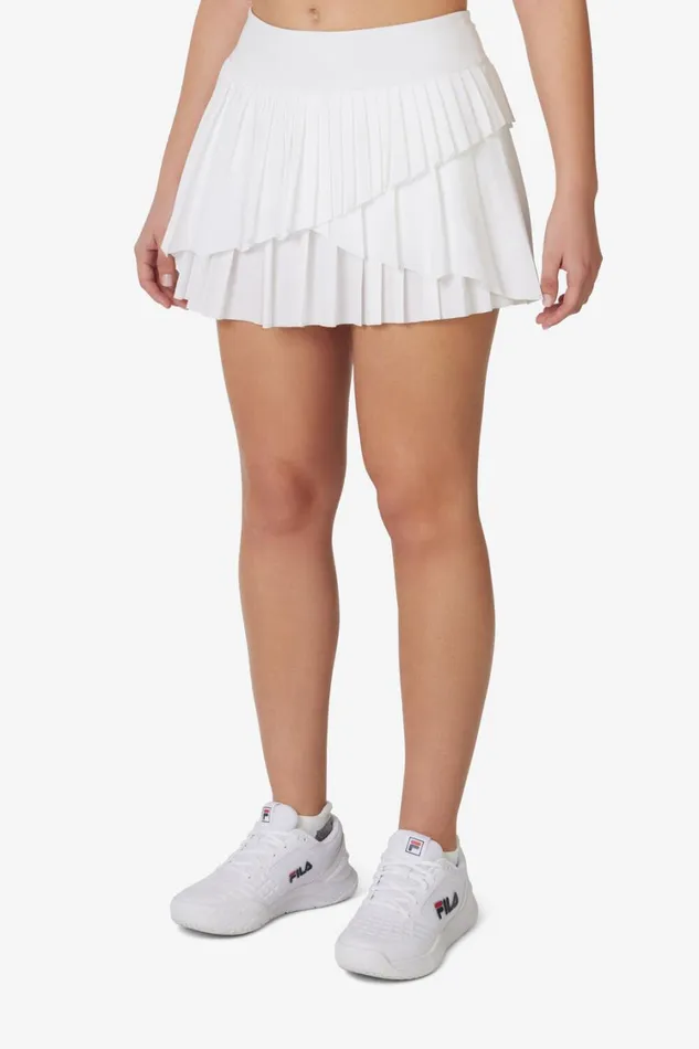 Women Tennis Fila Asymmetrical Printed Skort 100 White