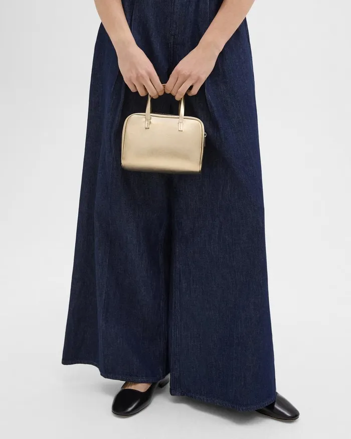 Women Theory Bags Mini Pillow Bag In Metallic Leather Light Gold
