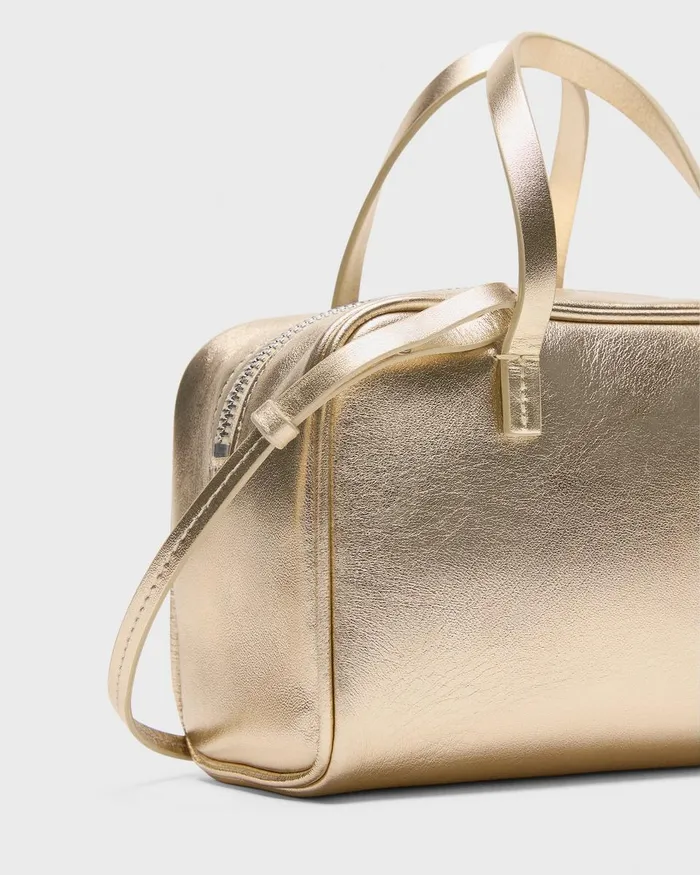 Women Theory Bags Mini Pillow Bag In Metallic Leather Light Gold