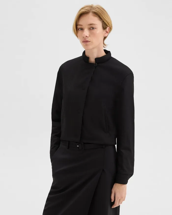Women Theory Blazers Jackets Cropped Jacket In Stretch Flannel Black