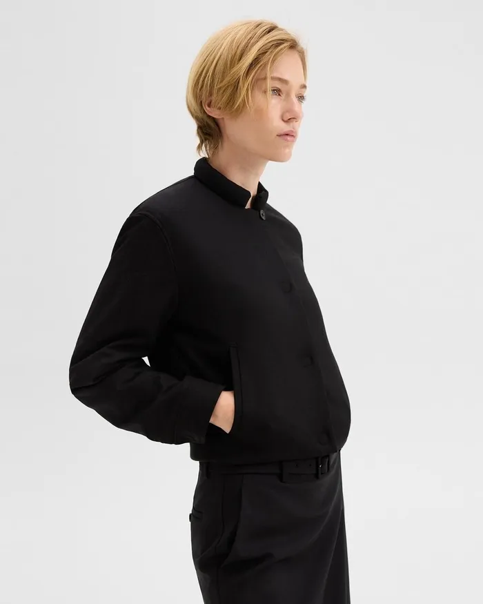 Women Theory Blazers Jackets Cropped Jacket In Stretch Flannel Black