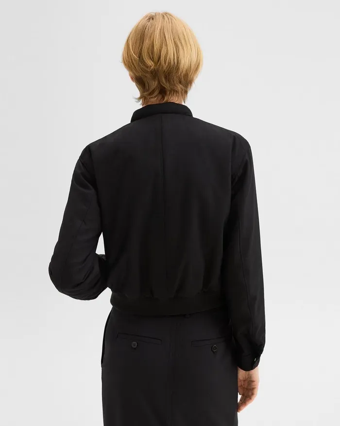 Women Theory Blazers Jackets Cropped Jacket In Stretch Flannel Black