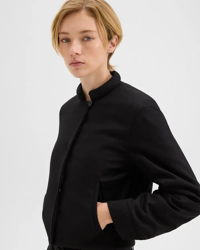 Women Theory Blazers Jackets Cropped Jacket In Stretch Flannel Black