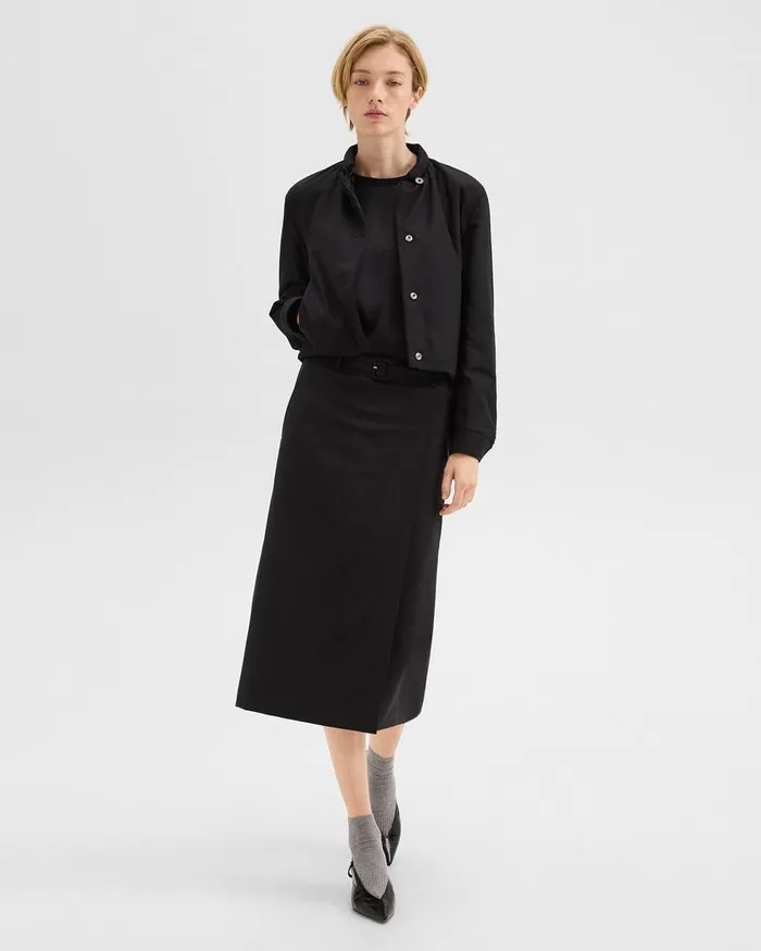Women Theory Blazers Jackets Cropped Jacket In Stretch Flannel Black