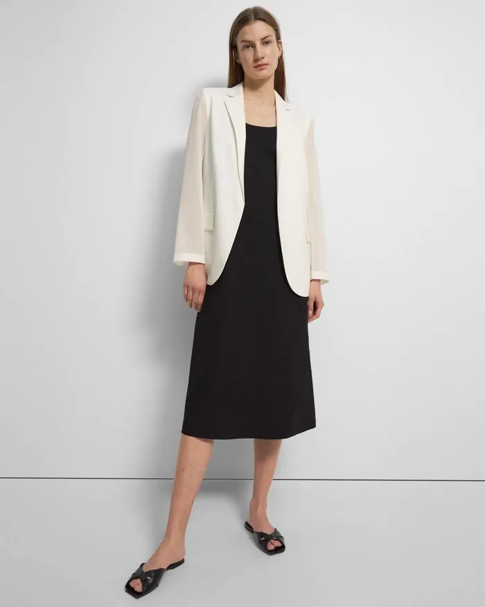 Women Theory Blazers Jackets Sheer Sleeve Blazer In Good Wool Ivory