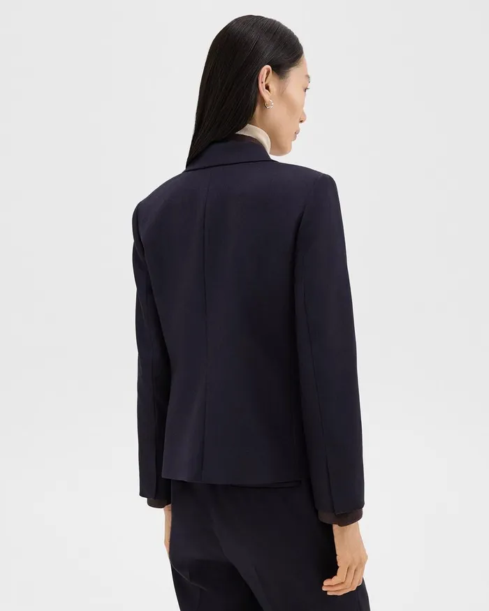 Women Theory Blazers Jackets SingleButton Blazer In Sleek Flannel Navy