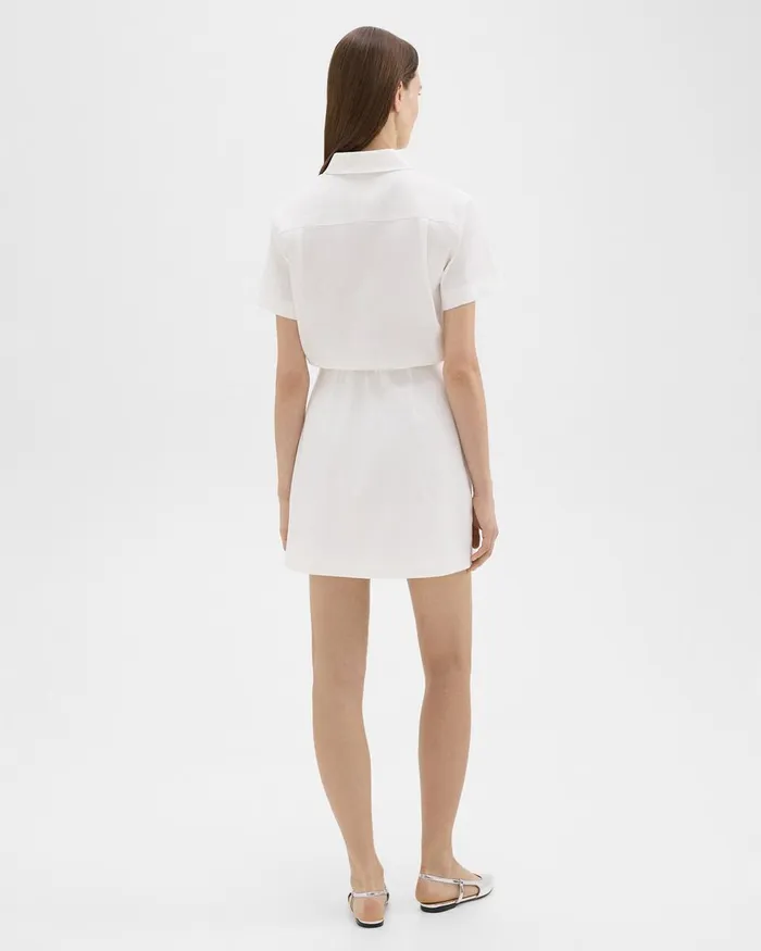 Women Theory Dresses ALine Dress In Stretch Linen White