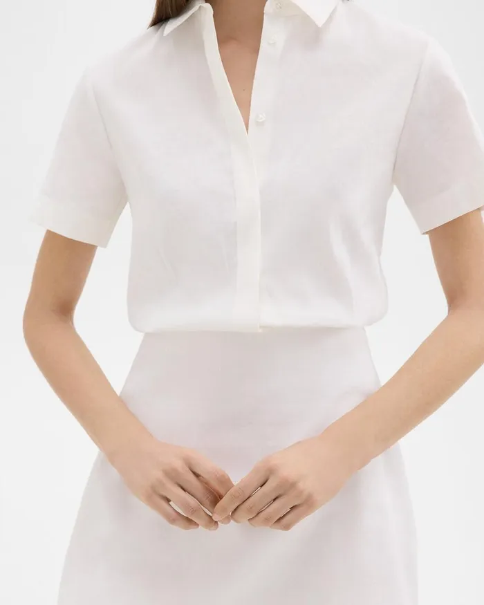 Women Theory Dresses ALine Dress In Stretch Linen White