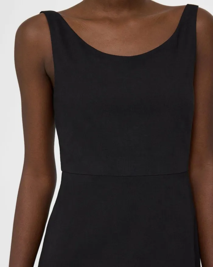 Women Theory Dresses Ballerina Neckline Mini Dress In Good Linen Black