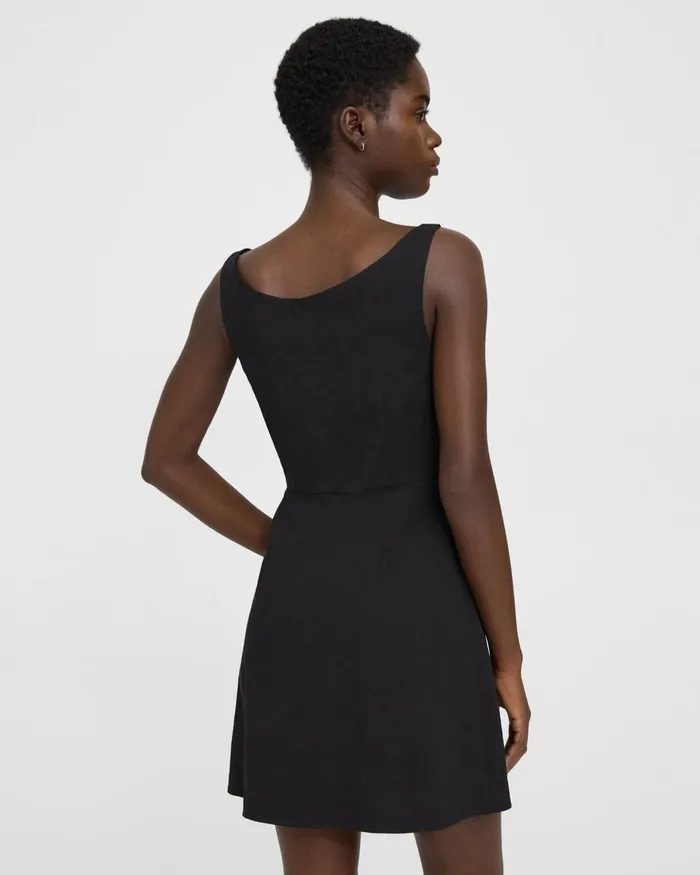 Women Theory Dresses Ballerina Neckline Mini Dress In Good Linen Black