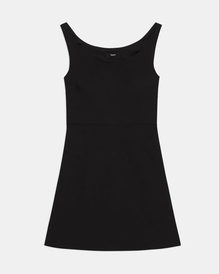 Women Theory Dresses Ballerina Neckline Mini Dress In Good Linen Black