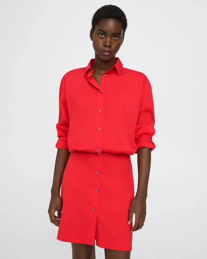 Women Theory Dresses Fitted Shirt Dress In Good Cotton Grenadine
