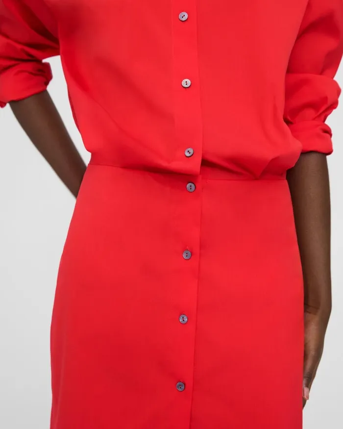 Women Theory Dresses Fitted Shirt Dress In Good Cotton Grenadine