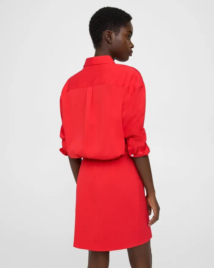 Women Theory Dresses Fitted Shirt Dress In Good Cotton Grenadine