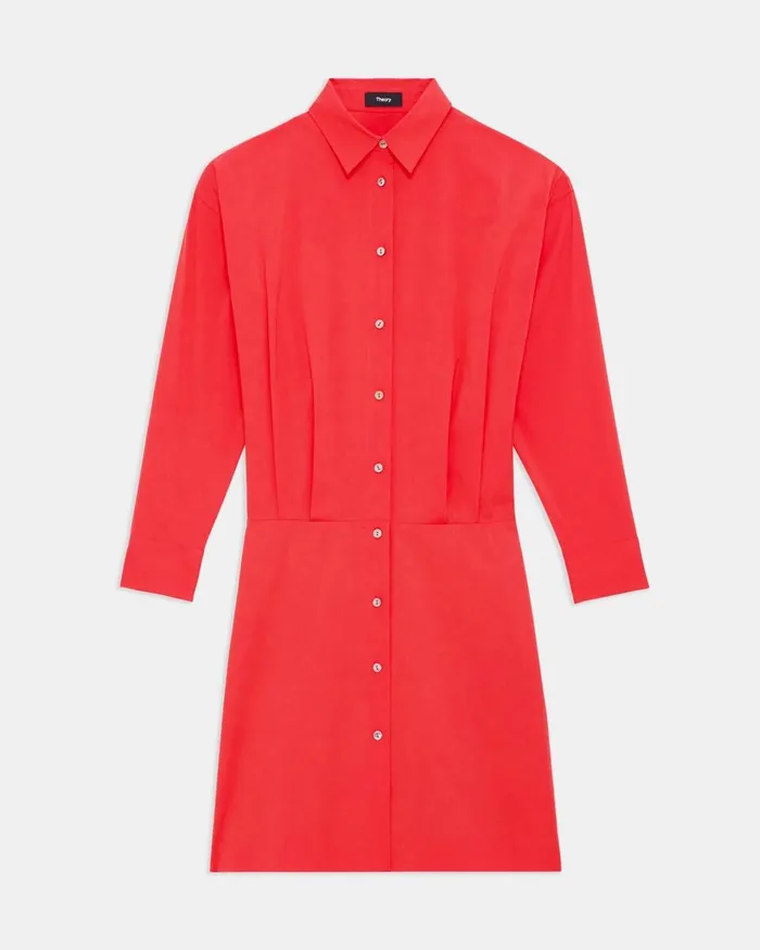 Women Theory Dresses Fitted Shirt Dress In Good Cotton Grenadine