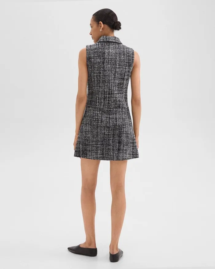 Women Theory Dresses Military Mini Dress In Meacutelange Tweed Black Multi