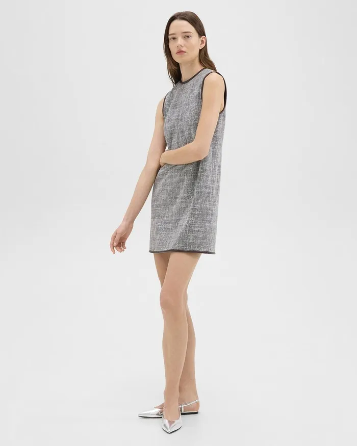 Women Theory Dresses Relaxed Sleeveless Dress In Canvas Tweed Coffeebrown