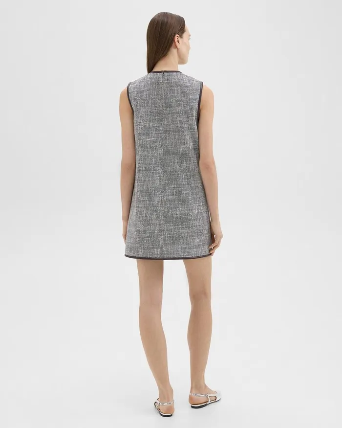 Women Theory Dresses Relaxed Sleeveless Dress In Canvas Tweed Coffeebrown