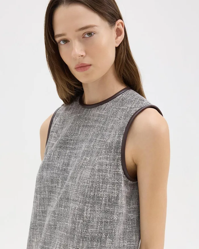 Women Theory Dresses Relaxed Sleeveless Dress In Canvas Tweed Coffeebrown