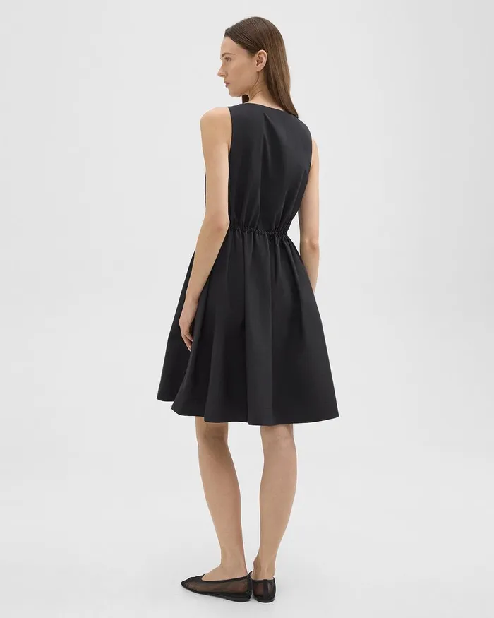 Women Theory Dresses Sleeveless Drawstring Dress In CottonBlend Black