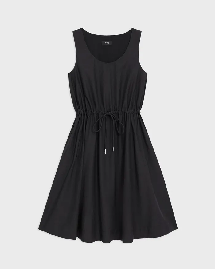 Women Theory Dresses Sleeveless Drawstring Dress In CottonBlend Black