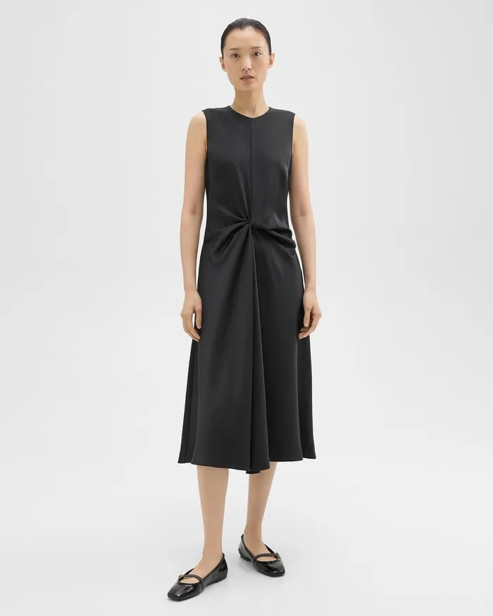 Women Theory Dresses Twisted Midi Dress Black