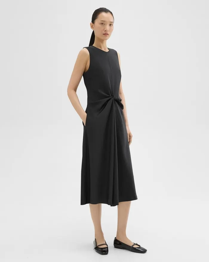 Women Theory Dresses Twisted Midi Dress Black
