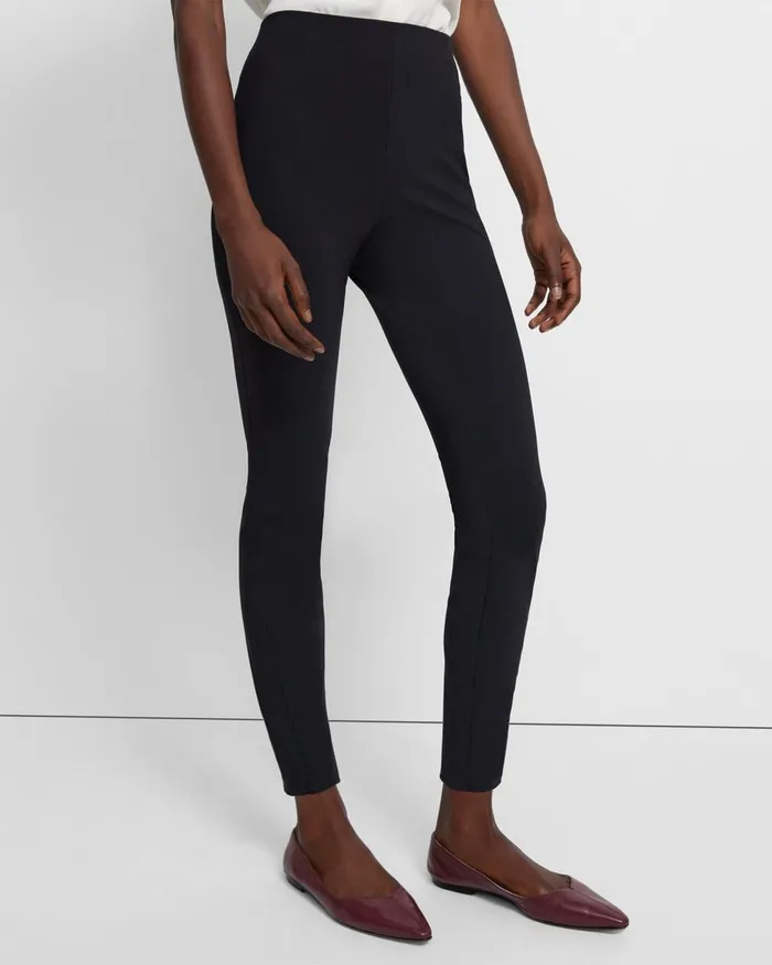Women Theory Pants Seamed Slit Legging In Precision Ponte Black