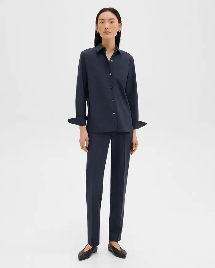 Women Theory Pants Treeca Full Length Pant In Good Wool Nocturne Navy