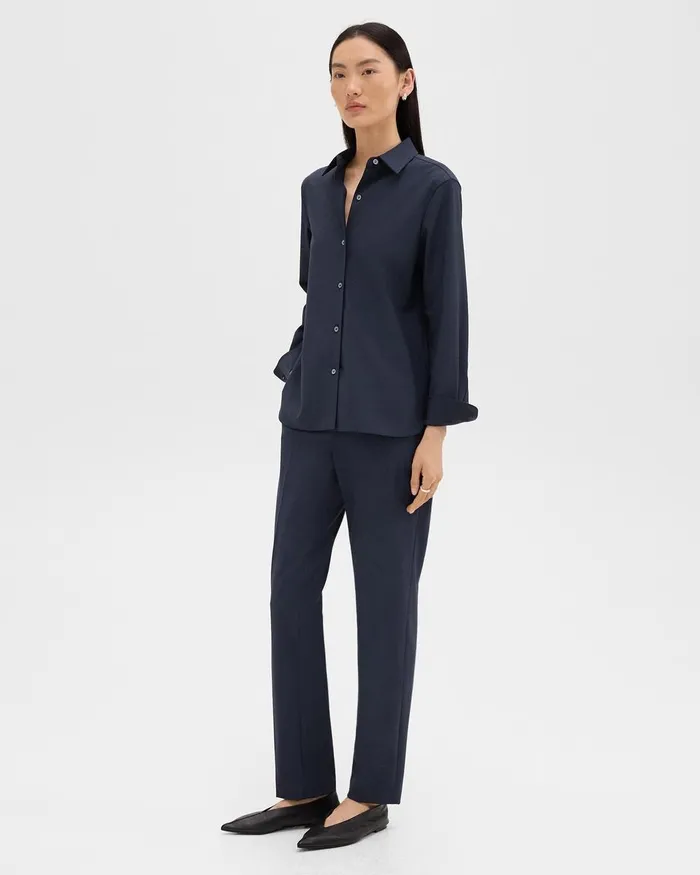 Women Theory Pants Treeca Full Length Pant In Good Wool Nocturne Navy