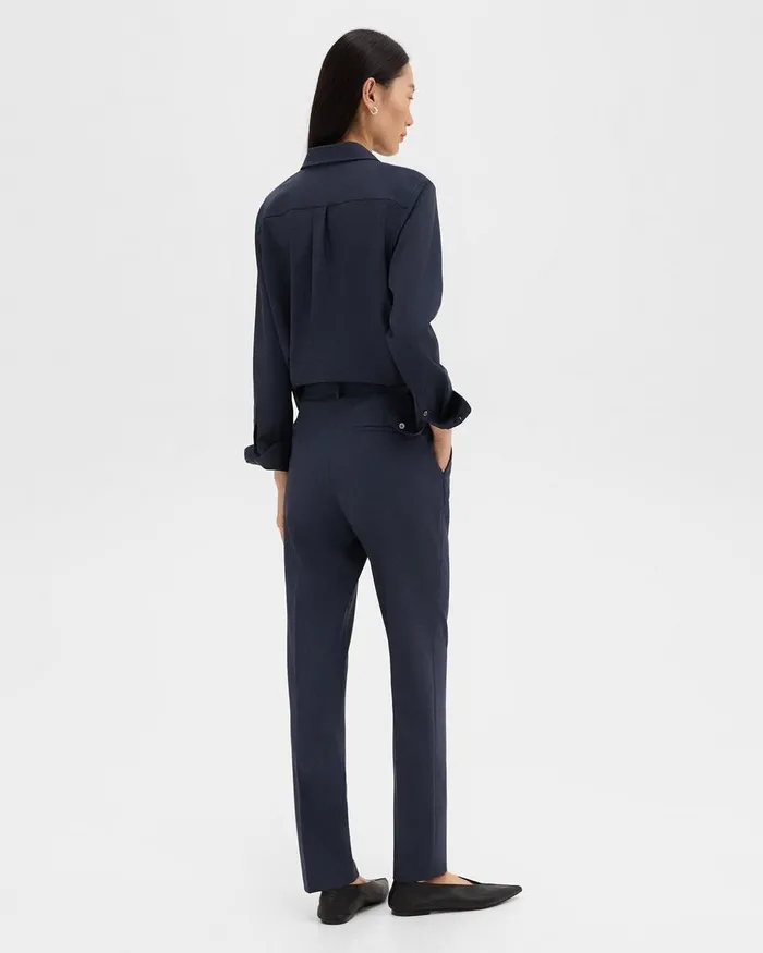 Women Theory Pants Treeca Full Length Pant In Good Wool Nocturne Navy
