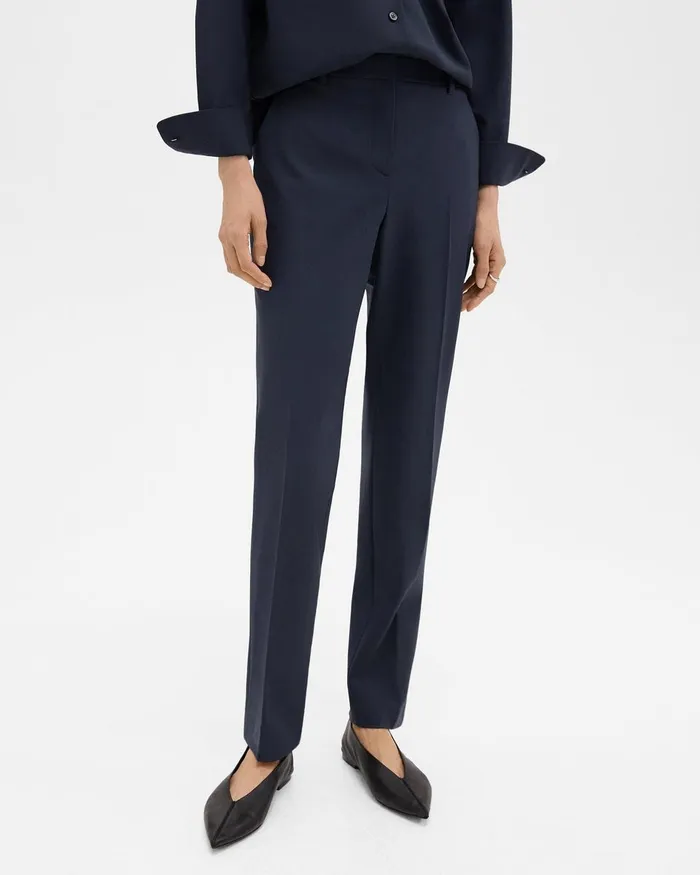 Women Theory Pants Treeca Full Length Pant In Good Wool Nocturne Navy