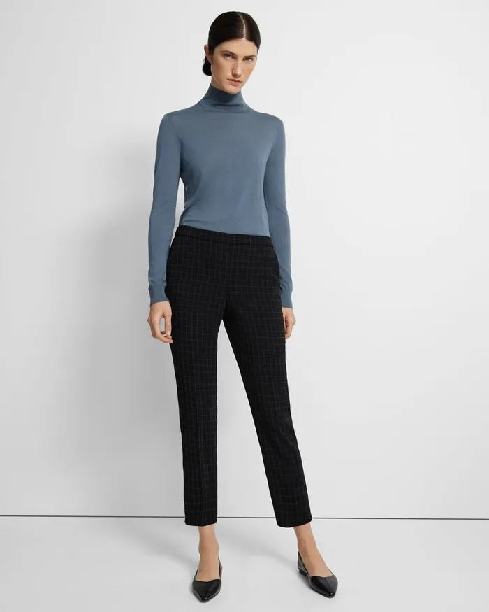 Women Theory Pants Treeca PullOn Pant In Checked Crepe Black Multi