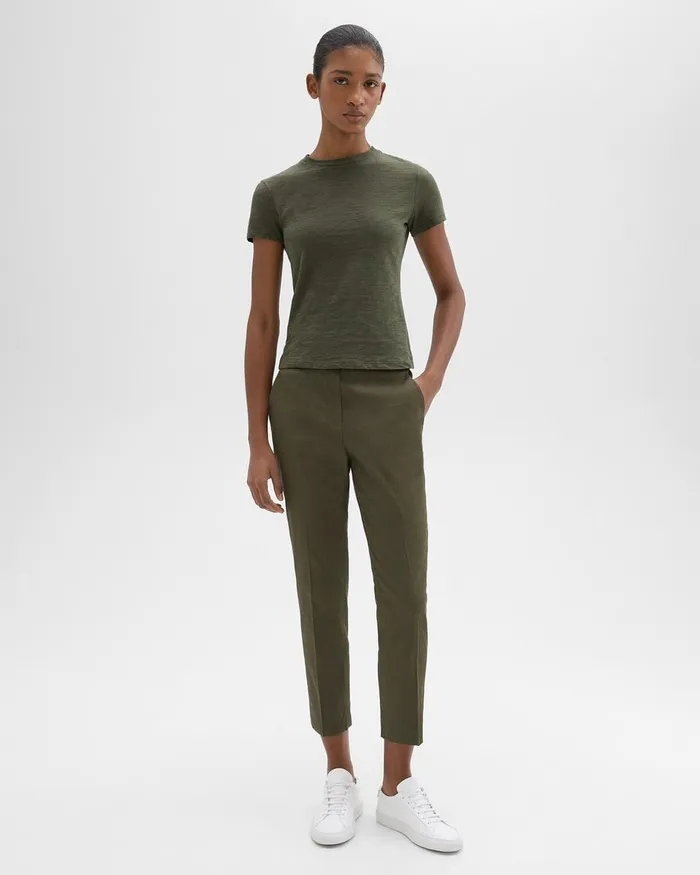Women Theory Pants Treeca PullOn Pant In Good Linen Dark Olive