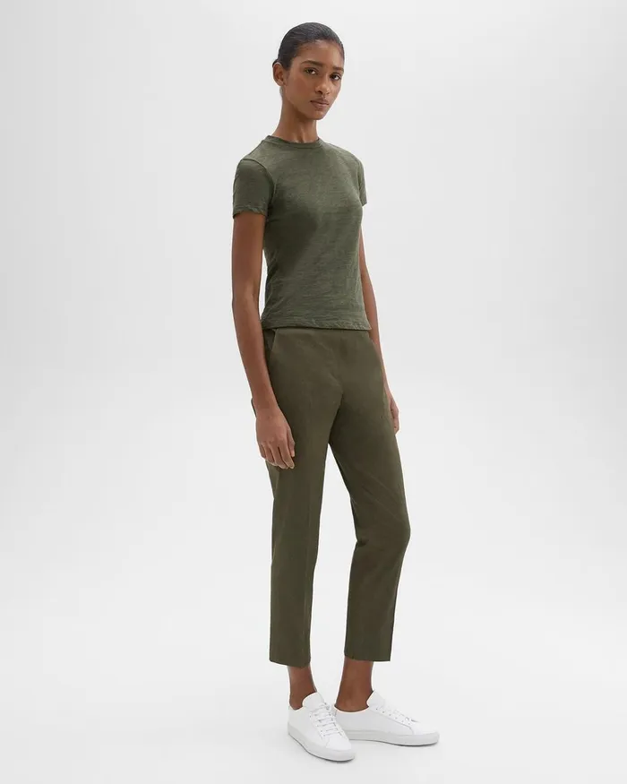 Women Theory Pants Treeca PullOn Pant In Good Linen Dark Olive