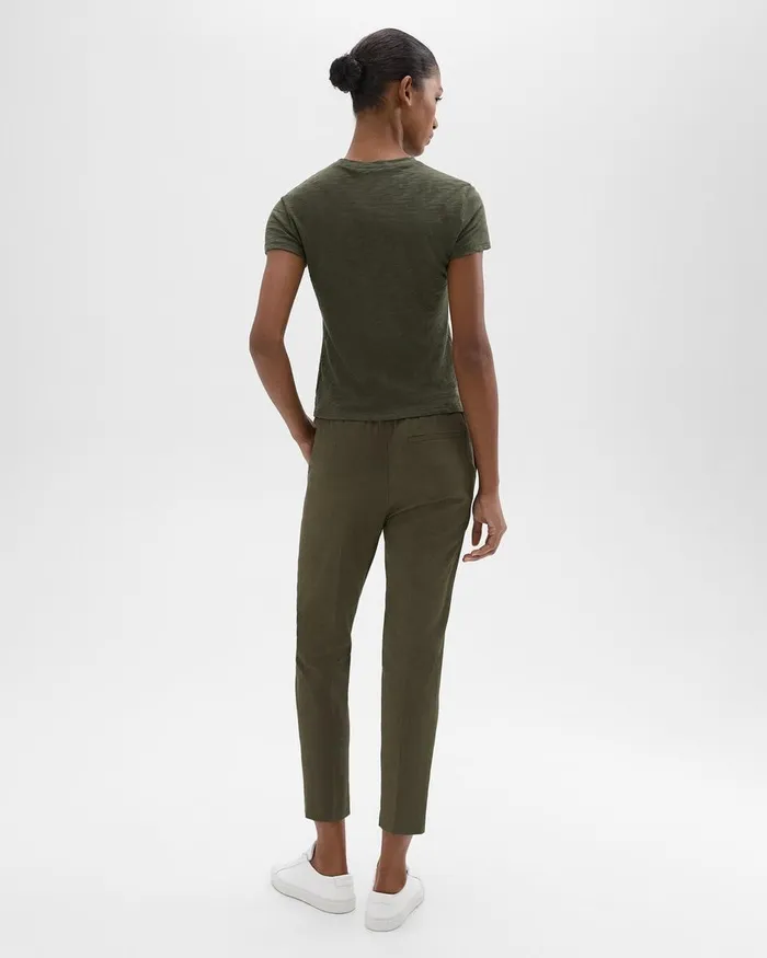 Women Theory Pants Treeca PullOn Pant In Good Linen Dark Olive