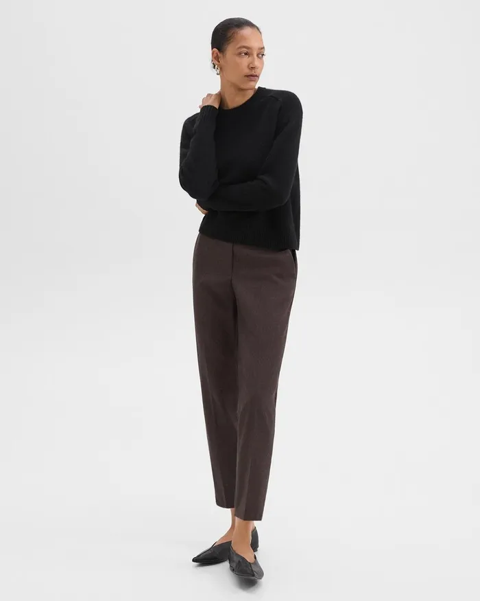 Women Theory Pants Treeca PullOn Pant In Sleek Flannel Hickory Melange