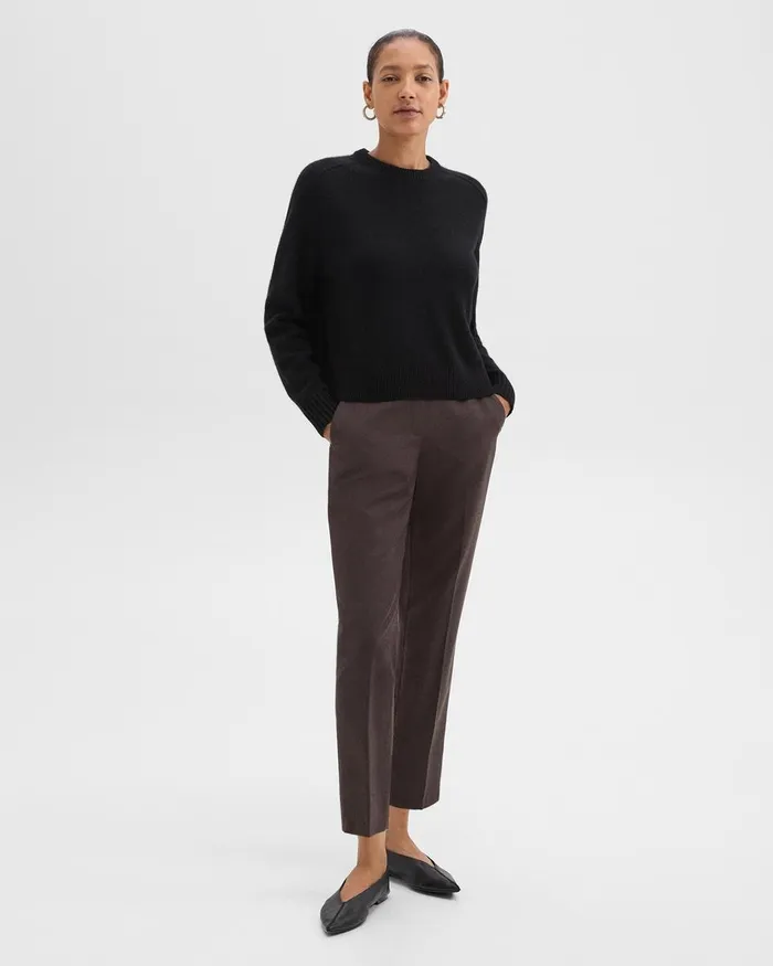 Women Theory Pants Treeca PullOn Pant In Sleek Flannel Hickory Melange