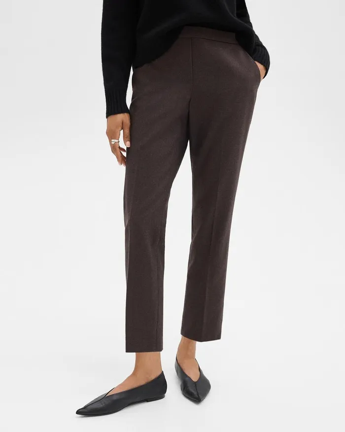 Women Theory Pants Treeca PullOn Pant In Sleek Flannel Hickory Melange
