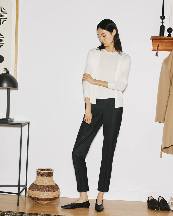 Women Theory Pants Treeca PullOn Pant In Sleek Flannel Hickory Melange