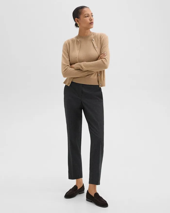 Women Theory Pants Treeca PullOn Pant In Sleek Flannel New Charcoal Melange