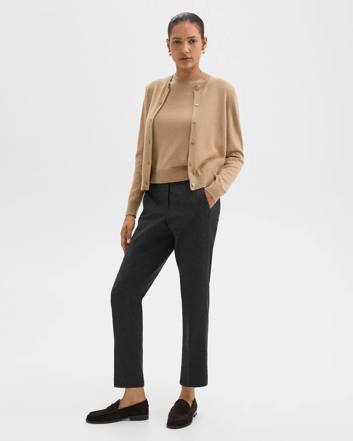 Women Theory Pants Treeca PullOn Pant In Sleek Flannel New Charcoal Melange