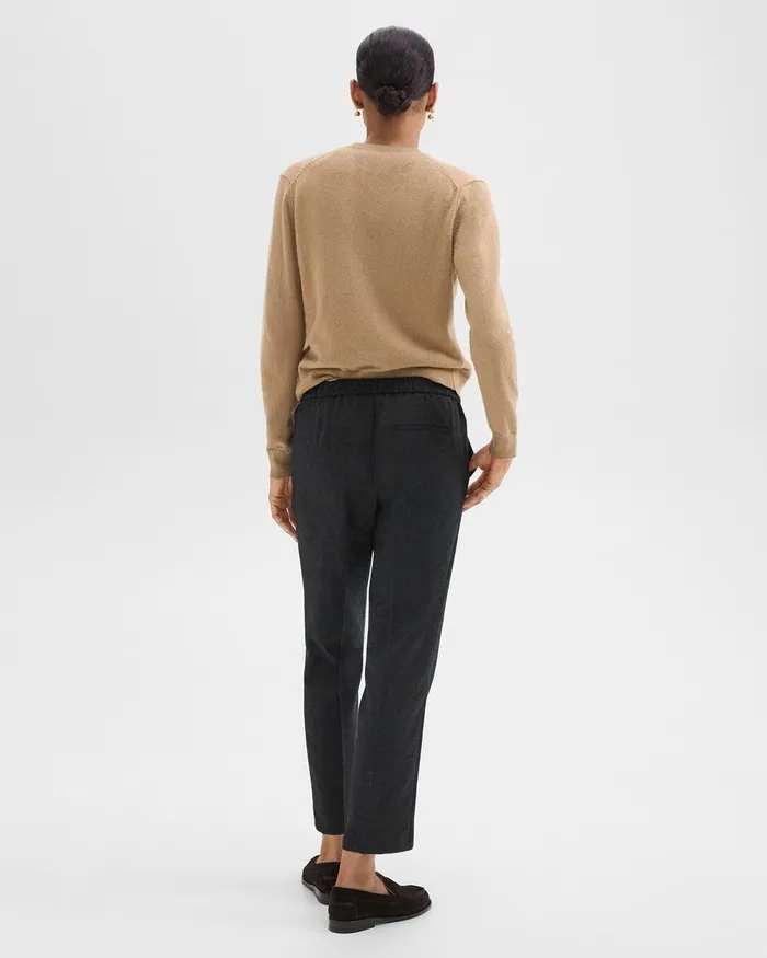 Women Theory Pants Treeca PullOn Pant In Sleek Flannel New Charcoal Melange
