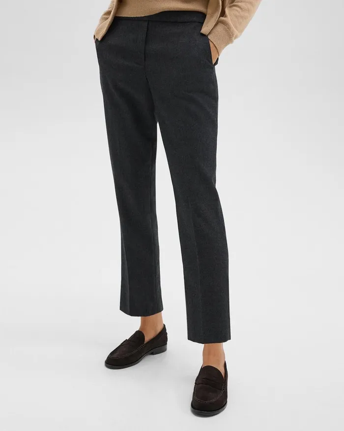 Women Theory Pants Treeca PullOn Pant In Sleek Flannel New Charcoal Melange