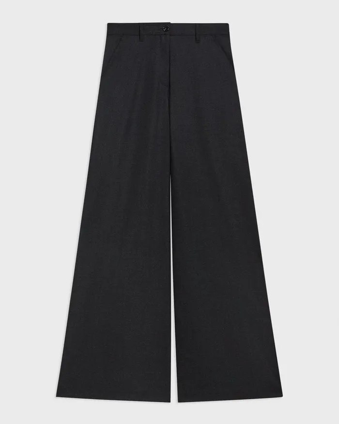 Women Theory Pants Ultra WideLeg Pant In Stretch Flannel Charcoal Melange