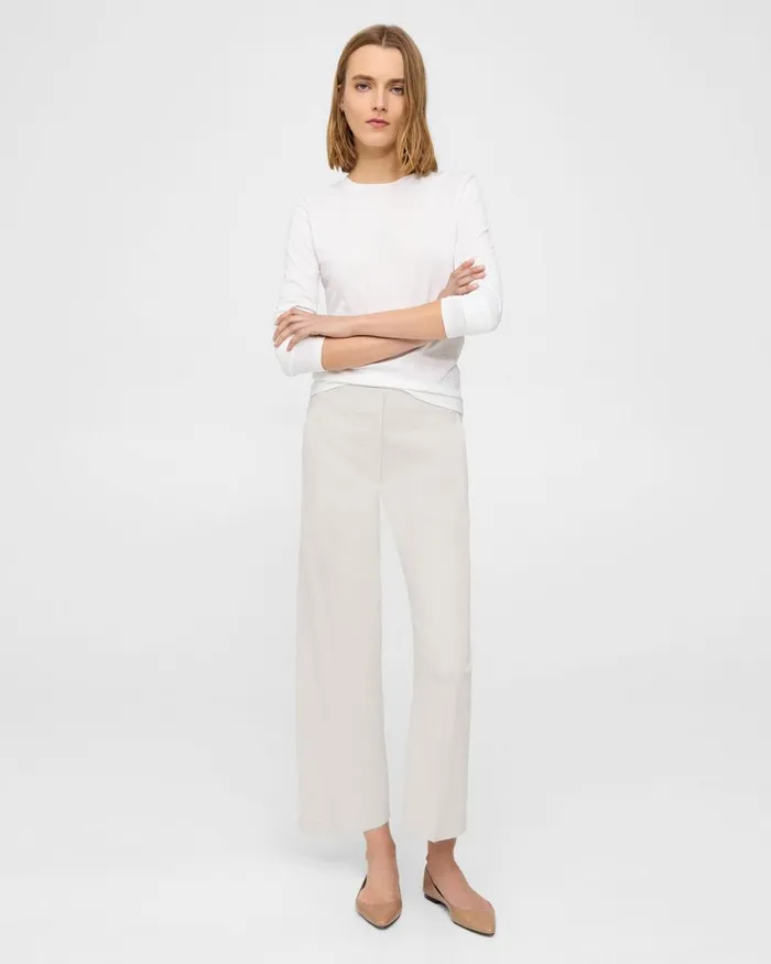 Women Theory Pants Wide Crop Pant In Good Linen Sand