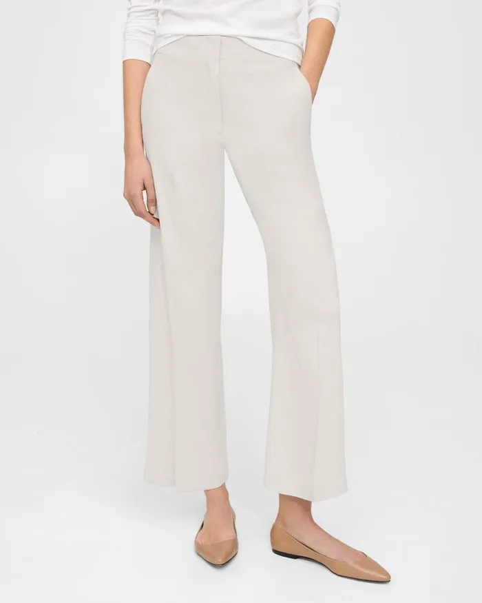 Women Theory Pants Wide Crop Pant In Good Linen Sand