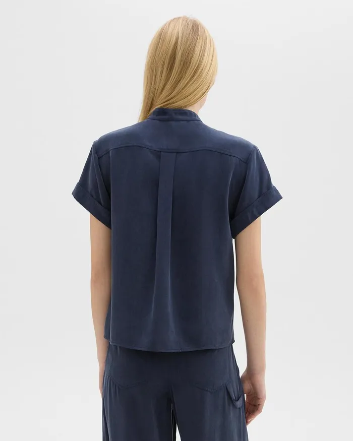 Women Theory Pants WideLeg Carpenter Pant In Fluid Twill Nocturne Navy