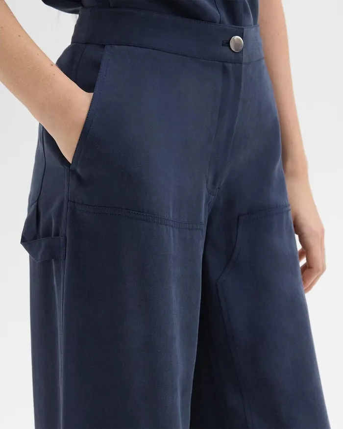 Women Theory Pants WideLeg Carpenter Pant In Fluid Twill Nocturne Navy