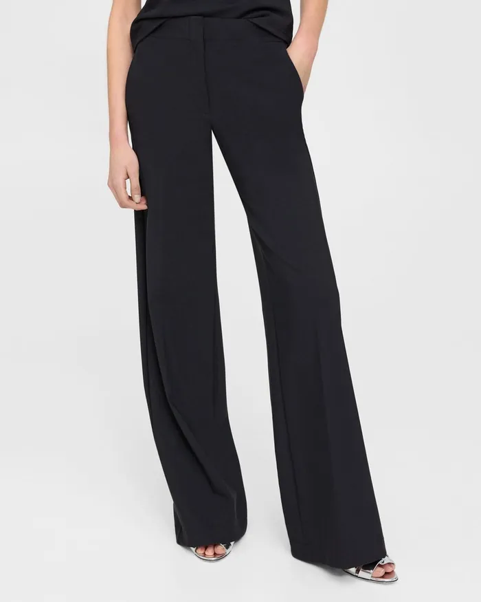Women Theory Pants WideLeg Pant In Precision Ponte Black